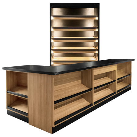 Lada sklepowa sprzedażowa Mega-M H-87 cm L-360 cm G-60 cm dąb amerykański