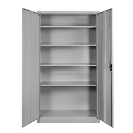Szafa biurowa metalowa na dokumenty Mega-M pełne drzwi S-100 cm G-40 cm H-185 cm szara
