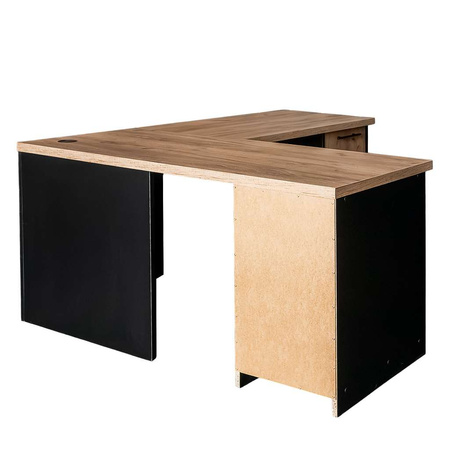 Biurko narożne przyścienne z szafką i szufladami Mega-M L-160cm G-60cm H-76cm dąb kraft/czarny