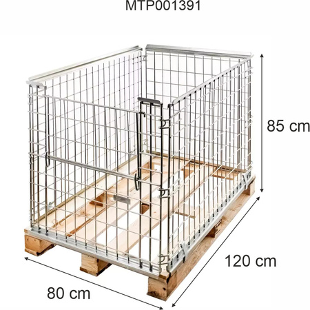 Gitterbox Kosz nadstawka na paletę Mega-M 80x120 cm z uchylna klapą na krótszym boku