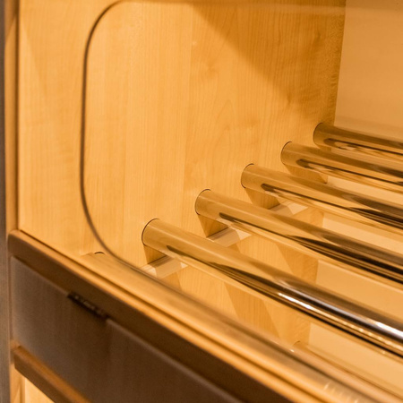 Regał na pieczywo H-180 cm L-125 cm G-60 cm plexi oświetlenie LED klon jasny