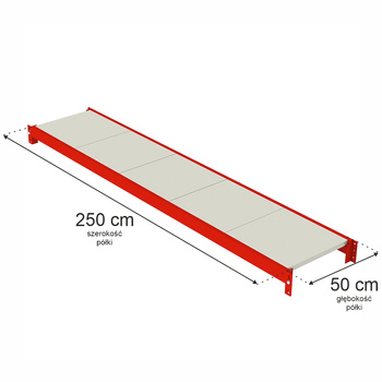 Półka do regału magazynowego Mega-M FORTIS L-250 cm G-50 cm
