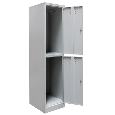 Szafka ubraniowa skrytkowa BHP Mega-M J-40/2 2 drzwiowa szara S-40 cm G-50 cm H-180 cm skręcana N