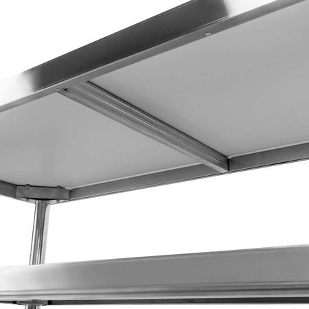 Stół gastronomiczny ze stali nierdzewnej przyścienny z 2 półkami Mega-M X STANDARD 140x60x85 cm