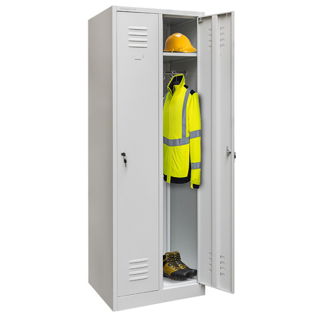 Szafka ubraniowa BHP Mega-M J-60 2 drzwiowa szara S-60 cm G-50 cm H-180 cm skręcana N