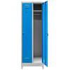 Szafka BHP ubraniowa na podstawie z nóżkami Mega-M pracownicza 2-drzwiowa S-60 cm szara/niebieski front