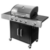 Grill ogrodowy gazowy Mega-M 4+1 ze stolikiem bocznym z pokrywą ze stali nierdzewnej reduktor + wąż gazowy