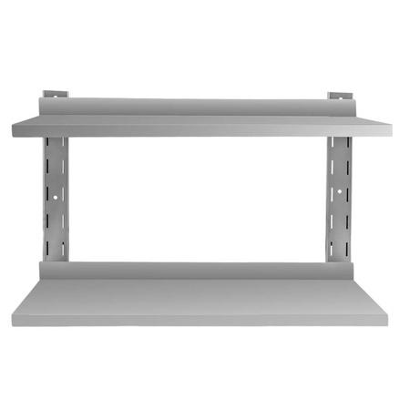 Półka ze stali nierdzewnej wisząca dwupoziomowa Mega-M 90x30 cm