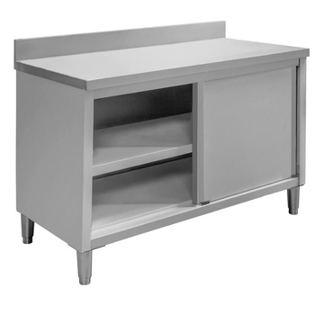 Stół ze stali nierdzewnej przyścienny z szafką Mega-M S-120 cm G-60 cm H-85 cm N