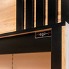 Regał na pieczywo z banerem półki drewniane Mega-M H-244 cm L-247,5 cm G-62 cm Dąb Barokowy Złoty K535 N
