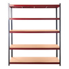 Regał magazynowy Mega-M BASIC PLUS H-180 cm L-180 cm G-45 cm 5 półek z MDF 6.8 mm 275 kg grafitowo-czerwony