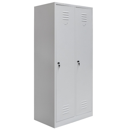 Szafka ubraniowa BHP Mega-M J-80 2 drzwiowa z przegrodami szara S-80 cm G-50 cm H-180 cm skręcana N