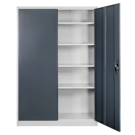 Szafa biurowa metalowa na dokumenty Mega-M pełne drzwi S-120 cm G-40 cm H-185 cm szara grafitowy front
