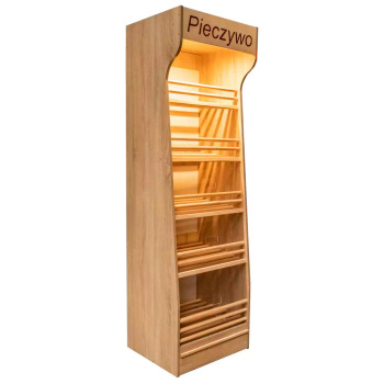 Regał na pieczywo Mega-M T H-200cm L-60cm G-50cm plexi oświetlenie LED dąb sonoma N