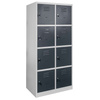Szafka skrytkowa BHP Mega-M J-80/8 8 drzwiowa szara/ grafitowy front S-80 cm G-50 cm H-180 cm skręcana N