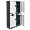 Szafa biurowa metalowa na dokumenty Mega-M WENUS drzwi pełne 2 szuflady S- 90 cm G- 40 cm H-185 cm grafitowa szary front