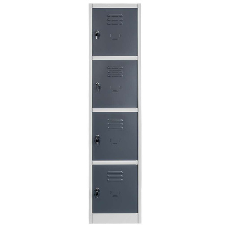 Szafka skrytkowa BHP Mega-M J-40/4 4 drzwiowa szara/ grafitowy front S-40 cm G-50 cm H-180 cm skręcana N