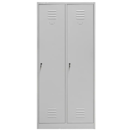 Szafka ubraniowa BHP Mega-M J-80 2 drzwiowa z przegrodami szara S-80 cm G-50 cm H-180 cm skręcana N
