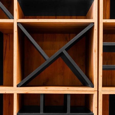 Moduł regału ozdobnego na wino/alkohole mocne Mega-M H-86 cm L-100 cm G-40 cm dąb artisan/czarny