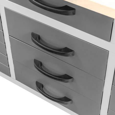 Stół warsztatowy z 15 szufladami Mega-M HANDYMAN S-160 cm G-60 cm H-85 cm grafit