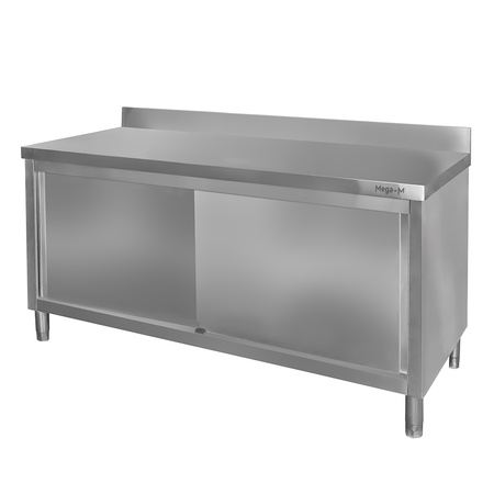 Stół ze stali nierdzewnej przyścienny z szafką Mega-M S-160 cm G-70 cm H-85 cm N