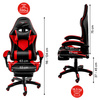 Fotel obrotowy gamingowy z podnóżkiem Mega-M eko skóra czarno-czerwony N