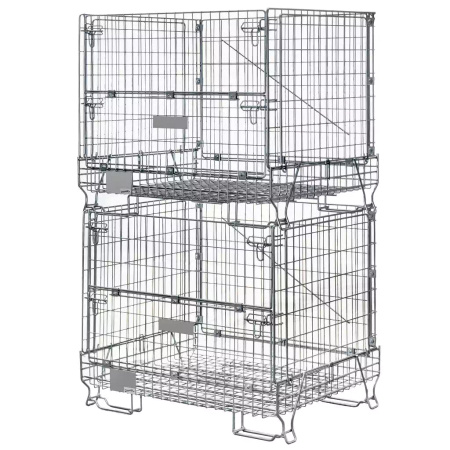 Pojemnik siatkowy Gitterbox S-120 cm G-90 cm H-102 cm oczko 5x12 cm składany z otwieranym bokiem ocynk N