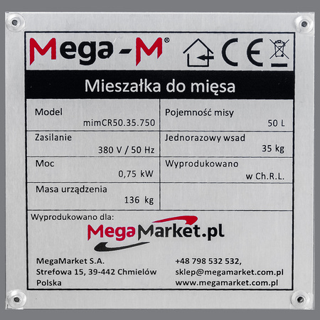 Mieszałka do mięsa z wychylną dzieżą Mega-M mimCR50.35.750
