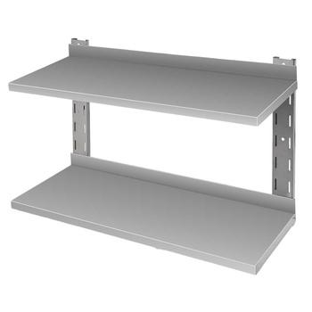 Półka wisząca podwójna ze stali nierdzewnej Mega-M S-90 cm G-30 cm H-60 cm N