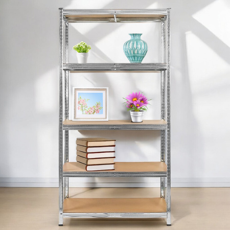 Regał magazynowy Mega-M BASIC H-205 cm L-100 cm G-40 cm 5 półek z MDF 4 mm 175 kg ocynk