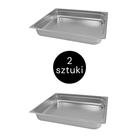 Pojemnik GN 2/1 ze stali nierdzewnej Mega-M 65x53x10 cm zestaw 2 szt.