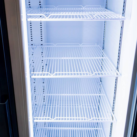 Witryna chłodnicza 2-drzwiowa 568L Mega-M RICO i88 oświetlenie LED podświetlany górny plafon reklamowy