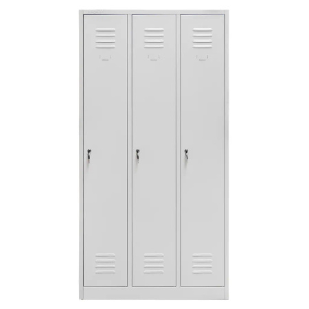 Szafka ubraniowa BHP Mega-M J-90 3 drzwiowa szara S-90 cm G-50 cm H-180 cm skręcana N