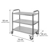 Wózek kelnerski ze stali nierdzewnej 3-półkowy Mega-M STANDARD S-75 cm G-40 cm H-90 cm N