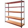 Regał magazynowy Mega-M BASIC PLUS H-180 cm L-150 cm G-45 cm 5 półek z MDF 6.8 mm 275 kg grafitowo-czerwony