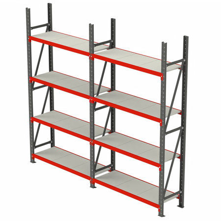 Regał magazynowy 8-półkowy Mega-M FORTIS H-200 cm L-325.5 cm G-40 cm