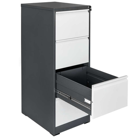 Szafka metalowa na dokumenty FURVERO W4S G/S kartotekowa 4 szuflady S-45 cm grafitowa szary front