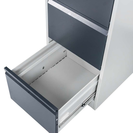 Szafka metalowa na dokumenty FURVERO W4S S/G kartotekowa 4 szuflady S-45 cm szara grafitowy front