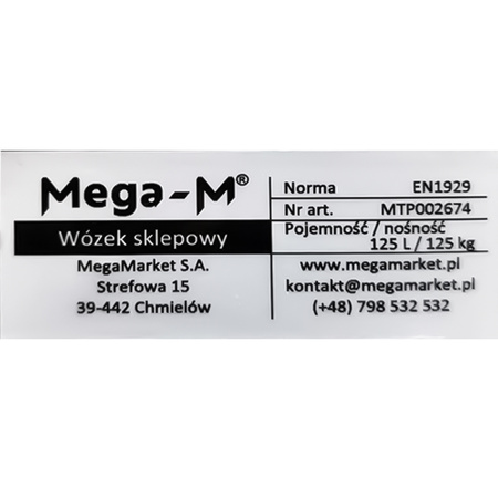 Wózek sklepowy zakupowy Mega-M Y 125L S-54 cm ZESTAW 24 szt