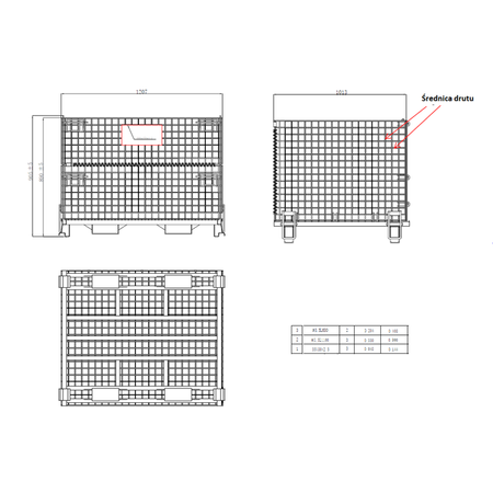 Pojemnik koszowy z uchwytami gitterbox składany 120x100x91 cm skrzyniopaleta siatkowa