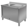 Zlew gastronomiczny spawany z komorą po lewej stronie i szafką Mega-M 120x70x85 cm stal nierdzewna