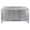 Stół gastronomiczny ze stali nierdzewnej przyścienny z szafką i szufladami Mega-M 140x70x85 cm