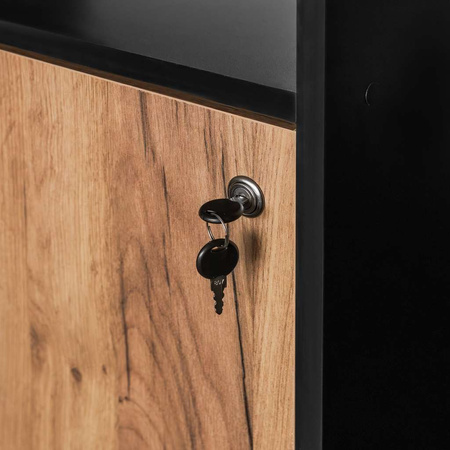 Regał biurowy na segregatory Mega-M L- 60 cm G-35 cm H-200 cm dąb kraft /czarny