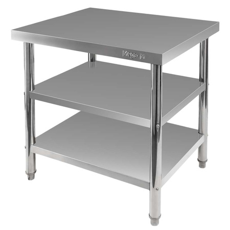 Stół gastronomiczny ze stali nierdzewnej centralny z 2 półkami Mega-M X STANDARD 80x60x85 cm