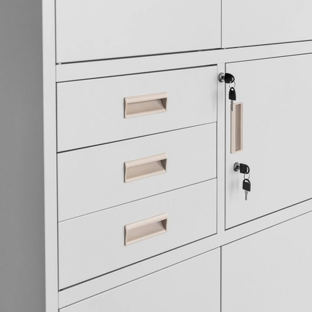 Szafa biurowa metalowa na akta Mega-M WENUS pełne drzwi sejf S- 90 cm G- 40 cm H-185 cm szara