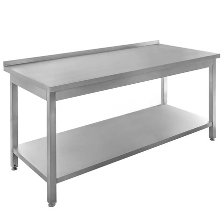 Stół gastronomiczny ze stali nierdzewnej spawany przyścienny z półką Mega-M 180x70x85 cm