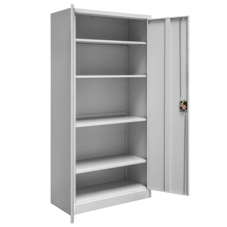 Szafa biurowa metalowa na dokumenty FURVERO W-101 S/S pełne drzwi S-90 cm G-40 cm H-185 cm szara