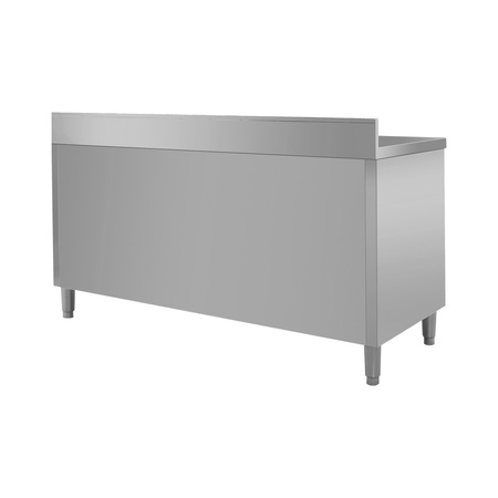 Stół ze stali nierdzewnej przyścienny ze zlewem po prawej stronie i z szafką Mega-M S-160 cm G-60 cm H-85 cm N