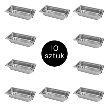 Pojemnik GN 1/3 ze stali nierdzewnej Mega-M 32,5×17,6×6,5 cm zestaw 10 szt.