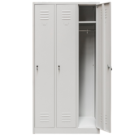 Szafka ubraniowa BHP Mega-M J-90 3 drzwiowa szara S-90 cm G-50 cm H-180 cm skręcana N